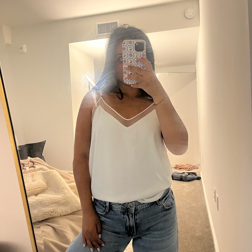 Aritzia White Fitted Spaghetti Strap Camisole